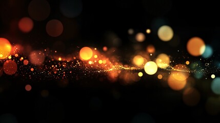 Aufkleber - A mesmerizing swirl of warm orange and gold particles against a dark backdrop, creating a magical, festive ambiance.