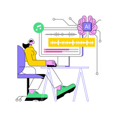 Poster - AI-Backed Music Composition abstract concept vector illustration.