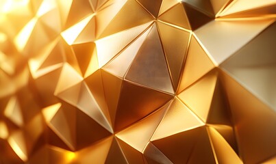 Poster - Abstract Golden Geometric Pattern with Light Reflection and Textured Surface Design