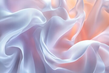 Poster - Soft fabric draping with gentle curves and pastel colors in a serene setting