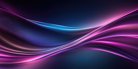 Poster - Abstract waves of vibrant pink and blue light on a dark background.