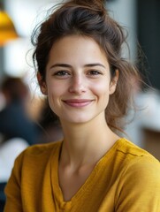 Wall Mural - Jovial Young Woman Smiling at Camera