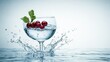 © Anna - A cherry-laden wine glass brims with water, creating a splashy show