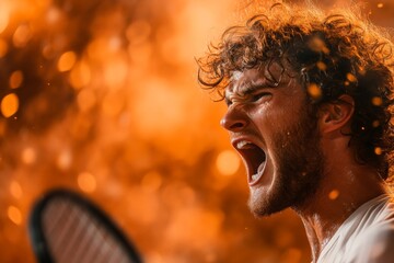 Poster - A close-up of a player angry expression during a heated argument in a sports match, their face intense and voice raised