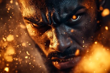 Poster - A close-up of a player angry expression during a heated argument in a sports match, their face intense and voice raised