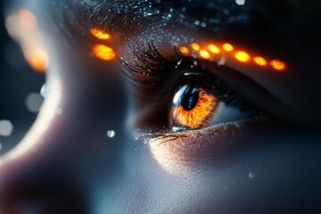 Aufkleber - A close-up of tear-filled eyes, with a single tear rolling down the cheek and soft light reflecting off the moisture