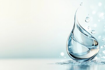 Poster - A minimalist depiction of a single tear drop falling, represented with clean lines and soft blue gradients on a white background