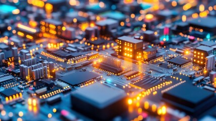 Poster - Futuristic 3D Circuitry with Bright Lights and Designs