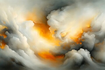 Poster - A stylized depiction of a cloudy sky with a small patch of light breaking through, rendered in soft pastel tones