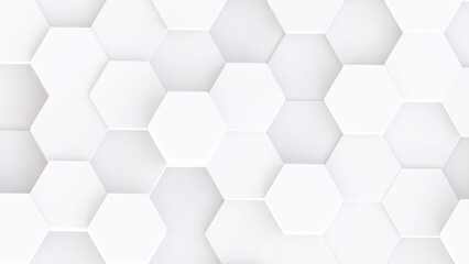 Poster - White hexagons geometric background, minimal honeycomb pattern wallpaper.