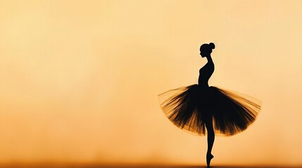 Wall Mural - a ballet dancer in a tutu with a sun behind her against an orange-yellow background