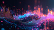 © Ірина Пальцева - An abstract depiction of an upward-trending graph on a dark backdrop, featuring vibrant data points and luminous lines, representing progress, analytics, and cutting-edge technological advancements.