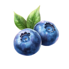 Wall Mural - Fresh blueberries with green leaves on a pure transparent background, evoking summers bounty and natural sweetness, Fresh blueberry on transparent background