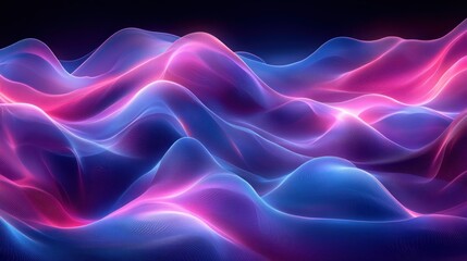 Wall Mural - Abstract glowing pink and blue waves.