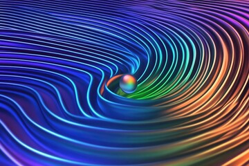 Poster - Futuristic quantum computing circuit design glowing with metallic sphere