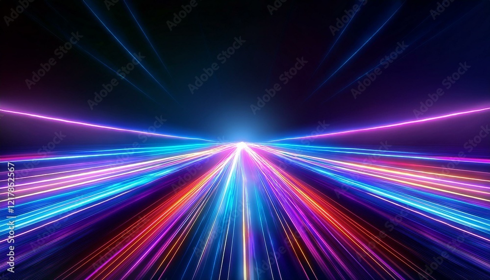 Abstract neon light streaks lines motion background