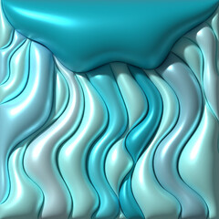 Aufkleber - Inflated blue glitter waves, 3D rendering illustration