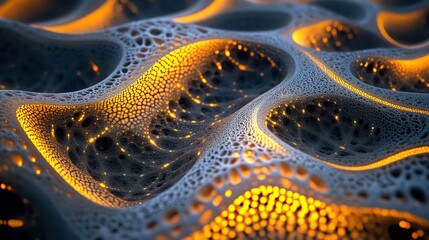 Poster - Glowing fractal designs that resemble interconnected computer networks.