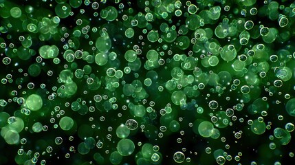 Wall Mural - many bubbles float in the black sky, appearing fuzzy as a group of them drift above
