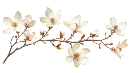 Tropical spring floral green leaves and flowers on transparent background