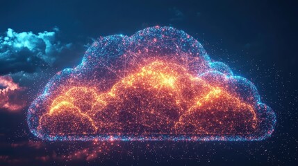Poster - Conceptual digital clouds connected by streams data, illustrating the expansive reach modern cloud services