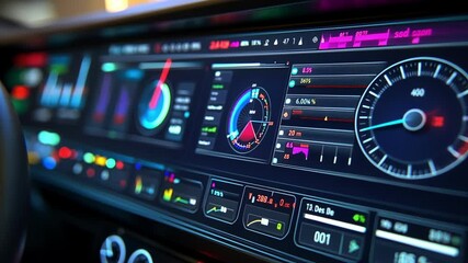 Poster - glowing holographic interface displaying vibrant charts and metrics, offering real time insights in 