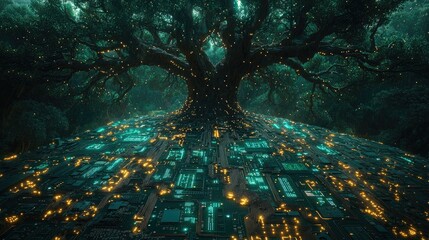 Poster - Luminous Tree Rooted in a Digital Circuit Board