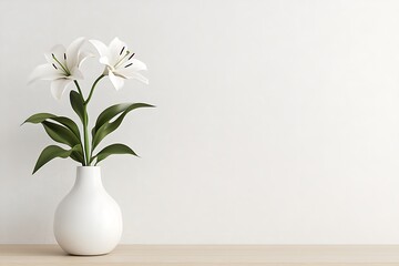 Wall Mural - Elegant White Lily in Vase - Minimalist Home Decor