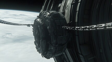 Poster - Intricate Space Station Orbiting Earth Generative AI