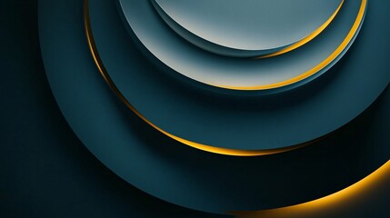 Fototapete - Abstract dark teal and gold shapes creating concentric circles