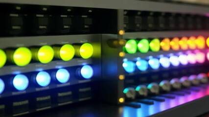 Aufkleber - colorful led lights blinking on a network server, illustrating data transfer and processing in a vib