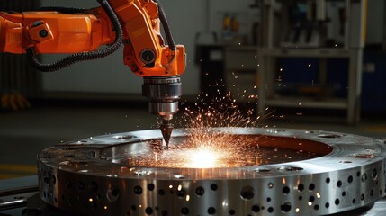 Poster - Precision robotic arms working on intricate aerospace components.