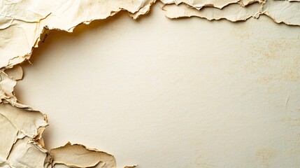 Aufkleber - Ripped aged paper creating a textured frame on blank background