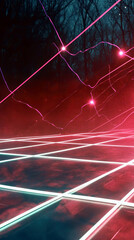 Aufkleber - Futuristic Landscape Blending Neon Brilliance With Shadows and Nostalgic Sci-Fi Vibes