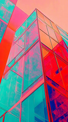 Poster - Futuristic Architecture Blending Neon Hues With Nostalgic Elements in a Sci-Fi Atmosphere
