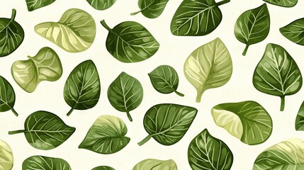   A close-up of green and white leaves on a white background