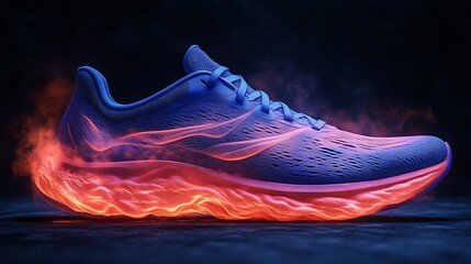 Poster - Flaming Blue Running Shoe Design Concept