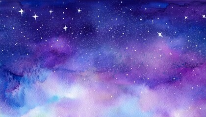watercolor universe sky, stars, deep space violet, blue, fantasy background. generated image