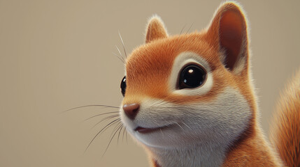 Wall Mural - Animated wallpaper. Face, squirrel, light, background , highlight, light. Red squirrel with a light highlighting the red. A squirrel with a red face highlighted by a red light. The squirrel lifestyle.