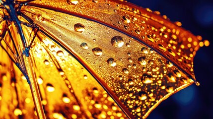Poster - Beautiful Raindrops on a Bright Yellow Umbrella Generative AI