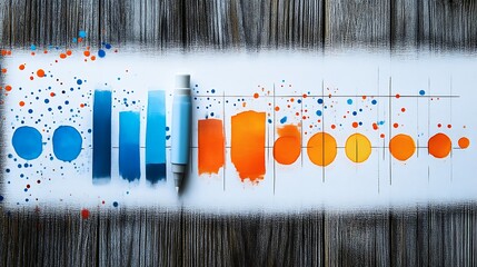 Poster - Abstract Blue Orange Paint Chart With Marker