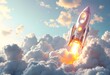 © arastudio - Rocket Launching Through Clouds, a Symbol of Innovation
