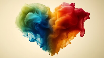 Poster - Colorful Ink Swirls Form a Heart Shape