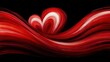 © Alice - Red and white waves on a black background with a heart-shaped object at the center, or a black background with a white heart-shaped object centered on a red and white wave