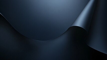Poster - Dark blue wavy sheet of paper creating abstract forms