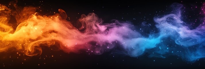 Poster - vibrant abstract smoke swirls in bright colors against a dark background