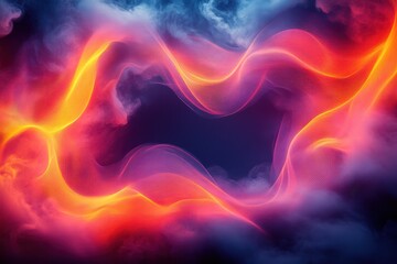 Poster - striking abstract graphic with vibrant waves of color against a dark backdrop