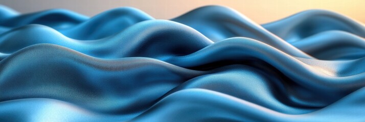 Poster - Silky fabric waves create a serene and elegant texture in soft blue tones