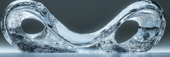 Poster - Flowing water through a transparent infinity shape creates a captivating visual effect
