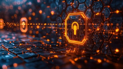 Fototapete - Abstract Digital Security Network System Illustration